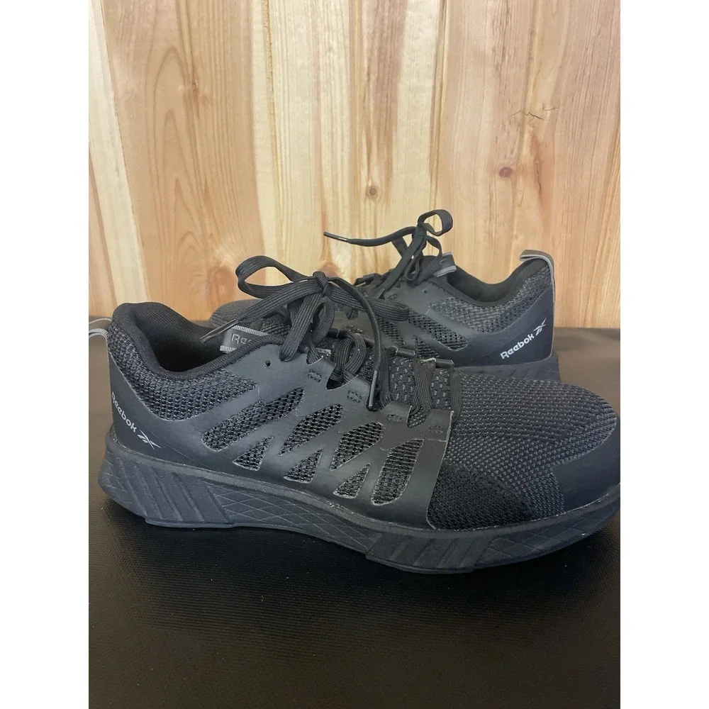 Reebok Fusion Flexweave Comp Safety Toe Work Sneakers, Mens Size 8.5 M, Black